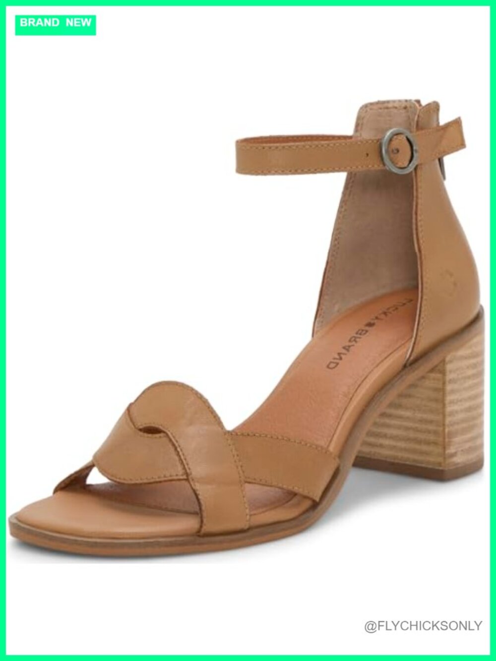 Leather Ankle Strap Block Heeled Sandals Open Toe Buckle